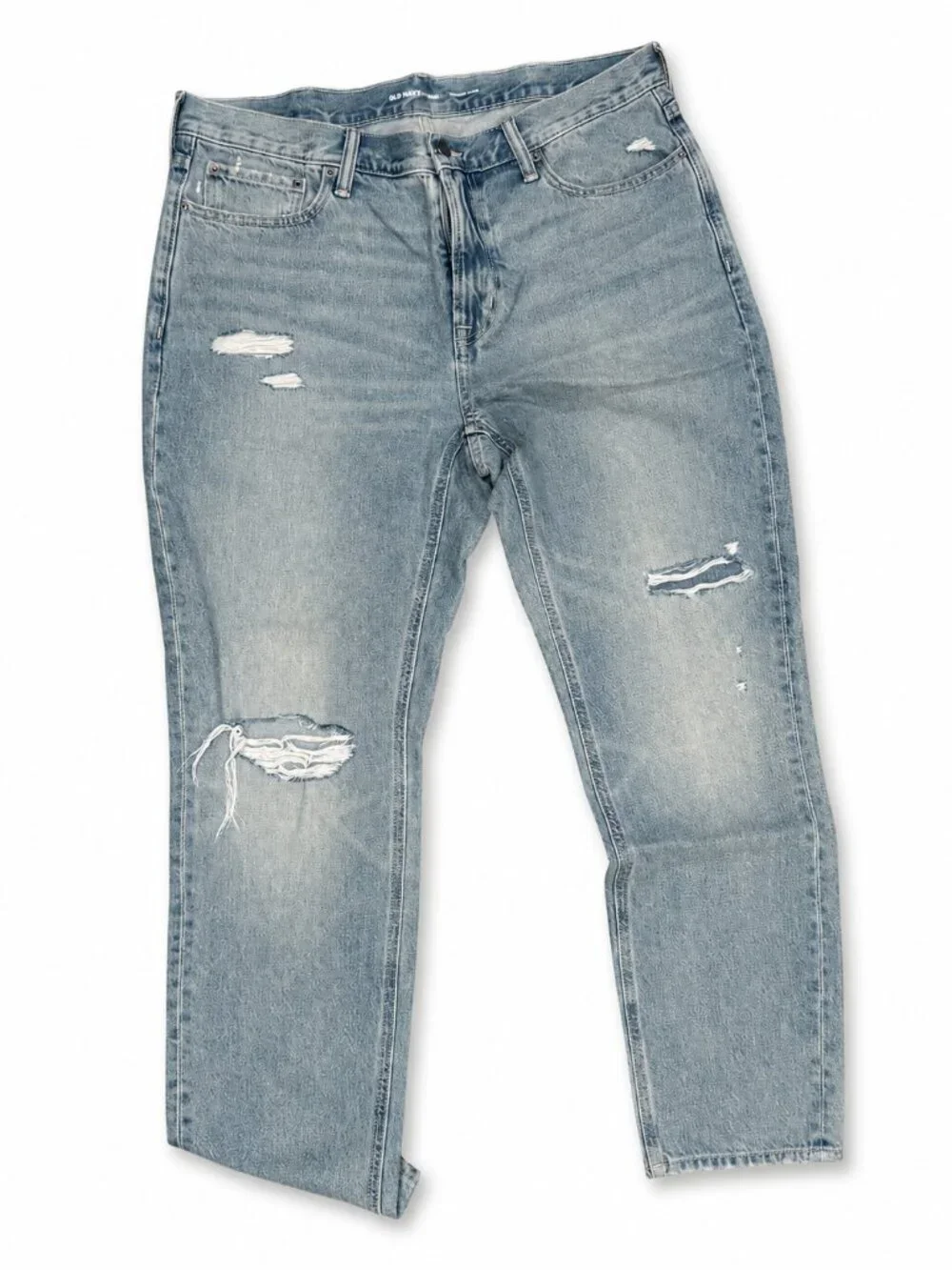 Old Navy Straight Taper Distressed Jeans Men’s 38x32 Light Wash